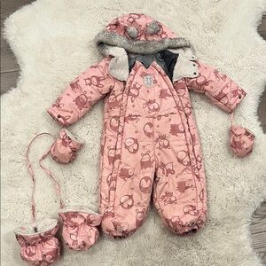 Souris Mini Cozy Pink Animal Print Kids Footie